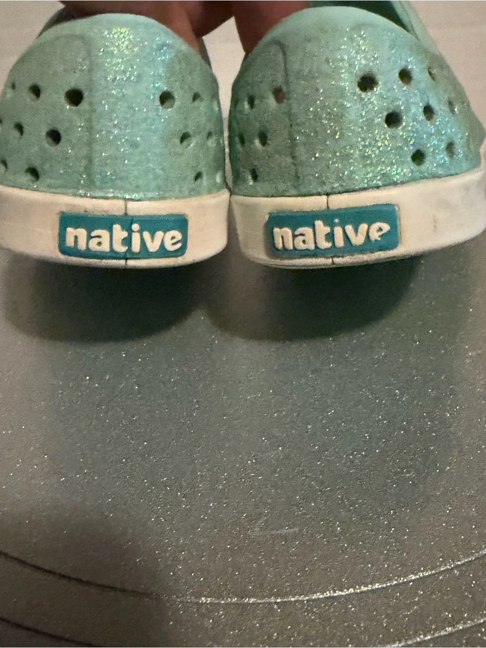 Native Shoes Jefferson Light Blue Sparkle Water Shoes Sz C7 Kids